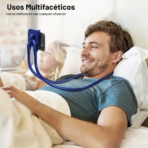 Vista 5 de B-Land Soporte para teléfono celular, soporte universal para teléfono móvil, soporte perezoso, soporte de montaje flexible de bricolaje con Azul