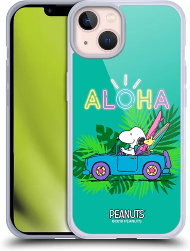 Vista 24 de Head Case Designs Funda de gel suave con licencia oficial de Peanuts Tropical Surf Snoopy Aloha Disco compatible con Apple iPhone 13 Mini Surf