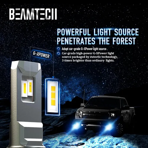 Vista 2 de BEAMTECH Bombillas H4, chips G-XP Canbus Ready 600% más brillantes 6500K luz blanca Bombillas H4/9003, paquete de 2