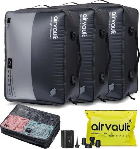 Vista 13 de AirVault - Bolsa de viaje de compresión al vacío reutilizable para maleta y mochila, reciclada, IPX8, impermeable, ahorradora de espacio