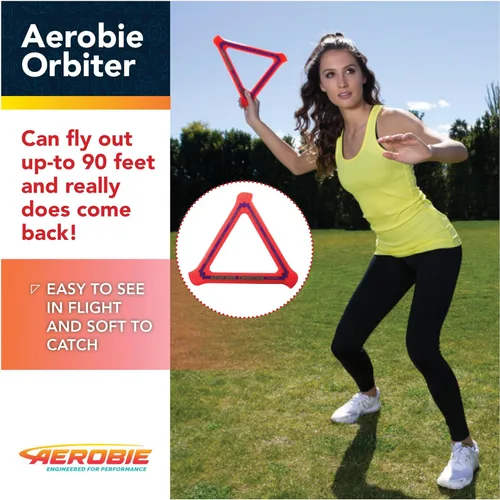 Vista 3 de Aerobie Orbirter - Boomerang de alto rendimiento, disco volador al aire libre, boomerang de regreso, anillo volador para fiestas infantiles