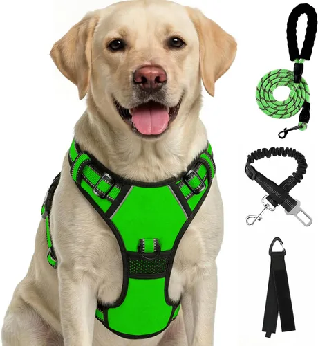 Vista 11 de FURRYFECTION Arnés a cuadros para perros pequeños, chaleco reflectante ajustable sin tirones para mascotas con clip frontal, correa, asa de fácil