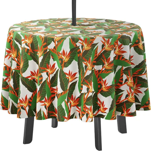 Vista 51 de Mantel redondo para interior/exterior de 58 pulgadas, mantel redondo impermeable para patio, manteles para mesa circular de primavera/verano