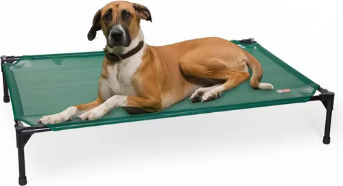 Vista 24 de K&H PET PRODUCTS - Cuna elevada para mascotas con centro de malla, varios tamaños Malla de color marrón.