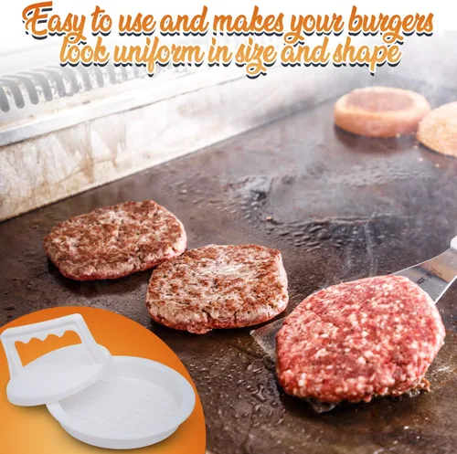 Vista 7 de Burger Press Hamburguesa Hamburguesa - Anillos de molde de hamburguesa de 4.5 pulgadas de tamaño perfecto como prensa de hamburguesa de fácil