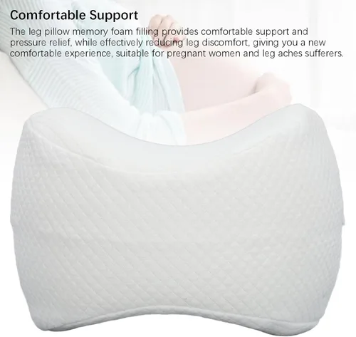 Vista 2 de Between Legs - Almohada lateral de espuma viscoelástica para la rodilla, funda extraíble, lavable, para dormir, para embarazo, ciática (blanco)