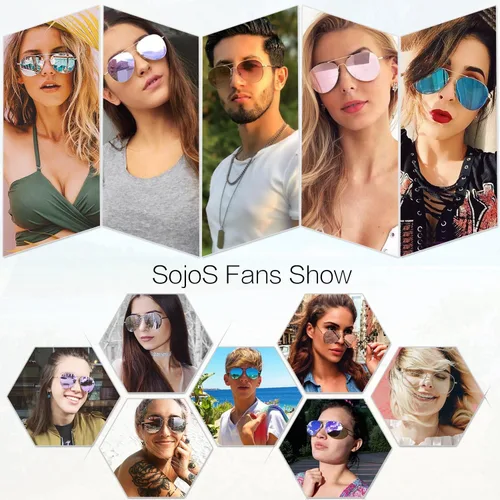 Vista 3 de SOJOS Trendy Aviator Sunglasses for Women and Men