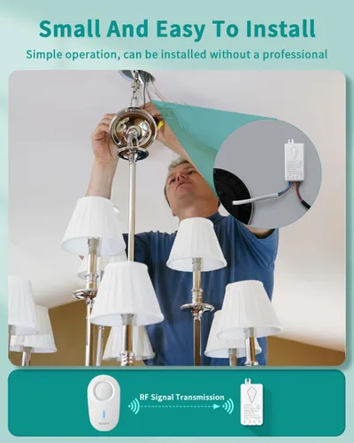 Vista 3 de Interruptores inalámbricos para luces, no requiere cableado en la pared, interruptor de luz de control remoto, interruptor de panel inalámbrico
