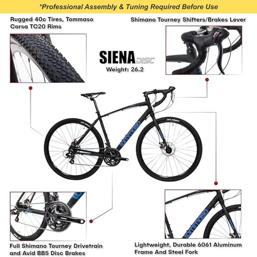 Vista 2 de Tommaso Siena Sport Performance Aluminum Gravel Bike, Shimano Tourney 21 Speeds Road Bicycle Men