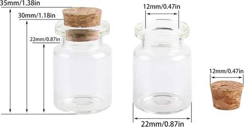 Vista 4 de MaxMau 100 botellas pequeñas de vidrio con corchos, frascos pequeños de 0.17 onzas líquidas, mini tarros transparentes de madera para manualidades