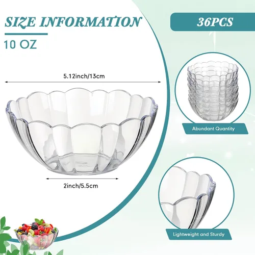 Vista 2 de Tanlade Paquete de 36 cuencos de plástico transparente para fiestas, cuencos de mezcla de ensaladas de acrílico, cuencos de 10 onzas para fiestas