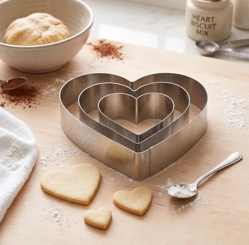 Vista 3 de Juego de cortador de galletas de corazón grande de 4/6/8 pulgadas, molde de pastel de corazón, molde para panqueques, regalo de San Valentín, acero