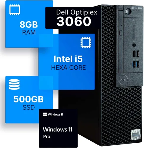 Vista 11 de Dell Optiplex 3060 - Computadora de escritorio Intel i5-8500 (3.2) 8 GB DDR4 RAM 1 TB SSD de estado sólido Windows 11 Professional PC