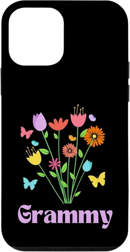 Vista 16 de iPhone 12/12 Pro Grammy Grandma Spring Flowers Pretty Tulips Butterfly Pink Case