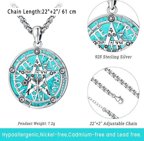 Vista 120 de Joyas de turquesa para mujeres y hombres de plata de ley 925 con colgante de urna para cenizas, collar con medallón de imagen, martillo de Thor