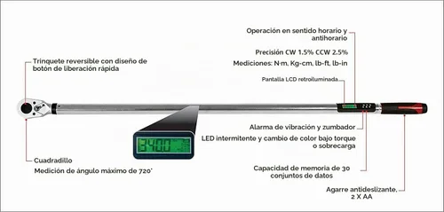 Vista 5 de ACDelco Tools ARM321-6A Llave dinamométrica de alta resistencia de 3/4 pulgadas con notificación de flash LED - Normas ISO 6001 con certificado