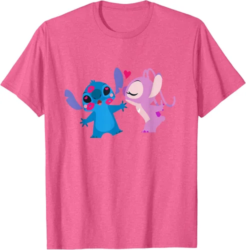 Vista 34 de Disney Stitch and Angel - Camiseta para el día de San Valentín Negro
