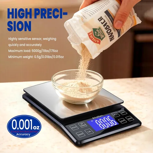 Vista 11 de Báscula de cocina digital recargable, resolución de 0.004 oz máx. 11 lbs 11 Negro