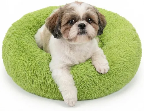 Vista 29 de Cama para perros pequeños, cama calmante para perros pequeños, antiansiedad, cama para cachorros, lavable a máquina, esponjosa, de lujo Verde militar