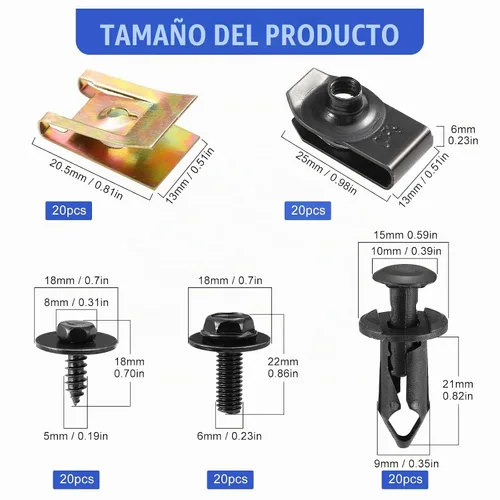 Vista 9 de 100 piezas de tornillos y pernos para auto, tornillos para bandeja inferior, tornillos para guardabarros de carrocería, clips para auto, remaches