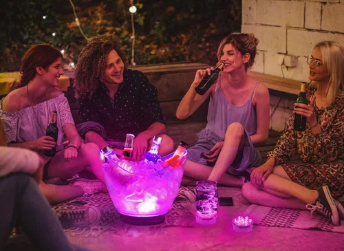 Vista 5 de Qoolife Luces LED sumergibles con control remoto, batería incluida, luz impermeable RGB multicolor cambiante para piscina, base de jarrón, spa