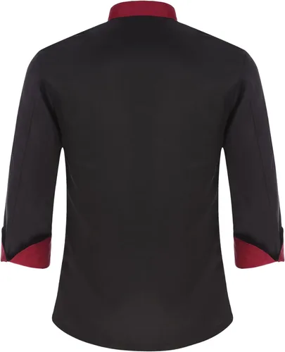 Vista 6 de Abrigo de chef unisex para hombre, chaqueta de chef de trabajo de doble botonadura