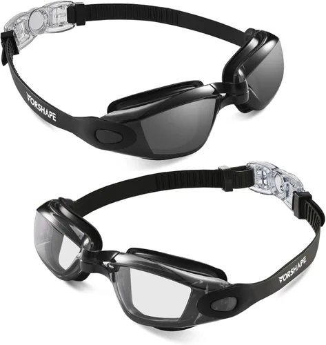Vista 31 de Gafas de natación: paquete de 2 gafas de natación antivaho, sin fugas, protección UV, para adultos, hombres, mujeres, jóvenes