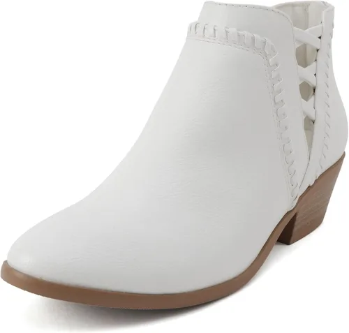 Vista 2 de Soda Sincere - Botines de tacón bajo para mujer con correas elásticas cruzadas