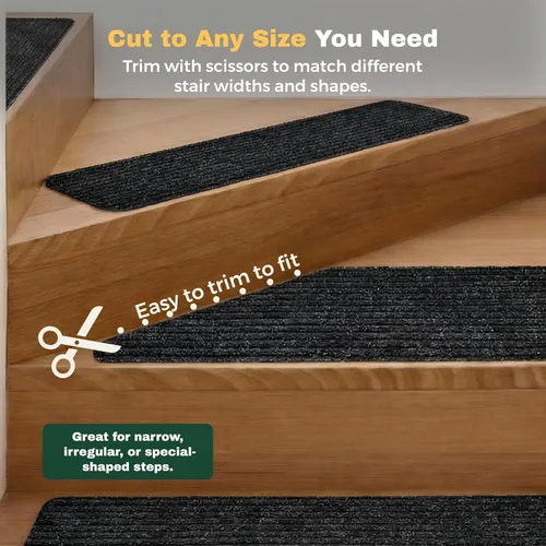Vista 8 de MBIGM Alfombra antideslizante para peldaños de 30 x 30 pulgadas, alfombra de seguridad antideslizante y resistente al deslizamiento, color negro