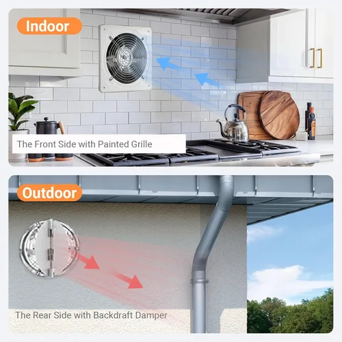 Vista 6 de Ventilador de escape de 6 pulgadas con controlador de velocidad, ventilador de ventilación de montaje en pared Small Fume Extractor Ventilation