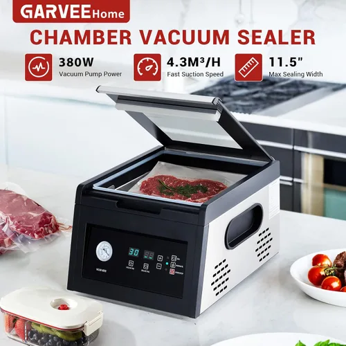 Vista 2 de Garvee Sellador al vacío de cámara con función de adobo, longitud de sellado de 11.5 pulgadas, sistema de conservación de alimentos para uso