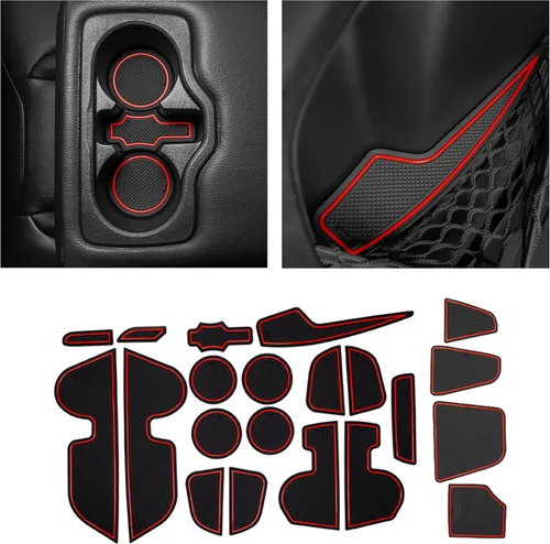 Vista 19 de Compatible con accesorios Jeep Compass 2018-2021 - Insertos de portavasos antideslizantes para interiores de alta calidad, antipolvo, tapetes
