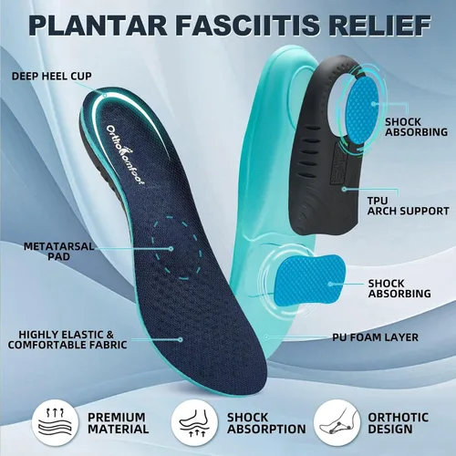 Vista 5 de OrthoComfoot Plantillas para pies planos para hombres y mujeres: insertos de soporte de arco para alivio de la fascitis plantar, 240 libras