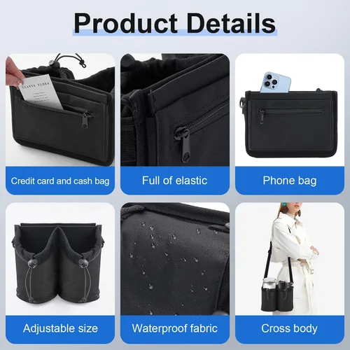 Vista 7 de Portavasos de equipaje Travel Essentials, negro, (Black With Shoulder Strap)