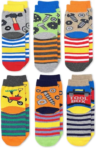 Vista 3 de Jefferies Socks Paquete de 6 calcetines con patrón de herramientas para niños