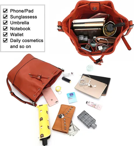 Vista 6 de AFKOMST Bolsos y monederos para mujer con cordón y bolsos de hombro con 2 correas desmontables