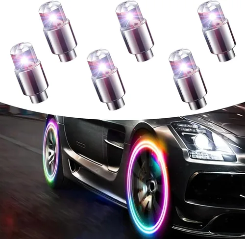 Vista 8 de 6 luces de válvula de neumático de automóvil, luz nocturna modificada fresca, luz de flash con sensor de choque, impermeable, tapa de luz LED, Azul