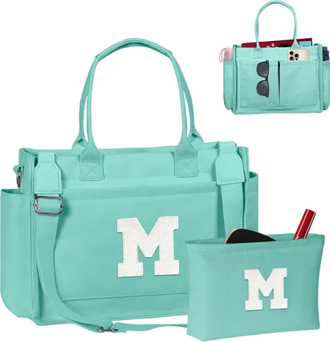 Vista 183 de Easter Basket Stuffers, Initial Tote Bag with Makeup Bag, Birthday Gifts for Women, Teen Girl Gifts Trendy Stuff
