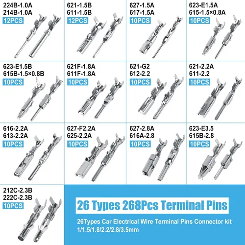 Vista 2 de Kikerike Kit de pasadores de conector – Pasadores de terminal automotriz calibre 22-12 macho y hembra de calibre 22-12