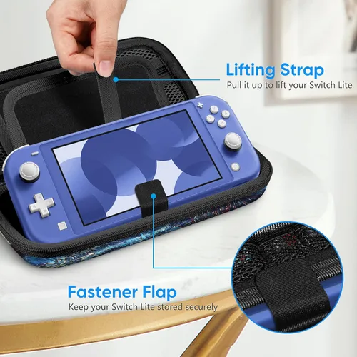 Vista 6 de Fintie - Funda para Nintendo Switch Lite 2019 (resistente a los golpes), con 15 ranuras para tarjetas de juego y 2 ranuras para tarjetas micro SD