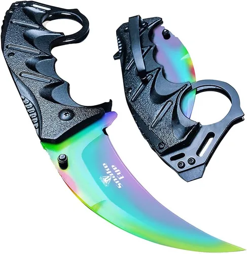 Vista 4 de Cuchillo de bolsillo Snake Eye Tactical para uso diario, estilo de apertura asistida, plegable EDC (Negro)