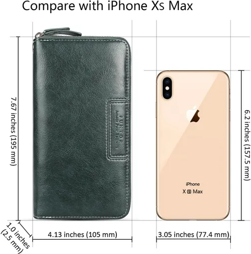 Vista 6 de FT FUNTOR Cartera de pulsera para mujer, cartera de piel sintética vegana con cremallera alrededor del teléfono, tarjetero organizador