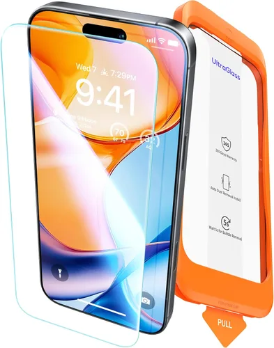 Vista 16 de UltraGlass Protector de pantalla de privacidad de vidrio 9H+ para iPhone 15 Pro Max [armadura de privacidad invisible], protector de pantalla S24