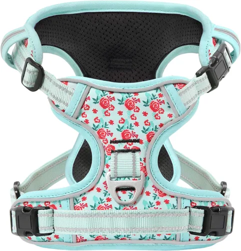 Vista 10 de Timos Arnés para perro de tamaño pequeño, arnés sin tirones para mascotas con cuello a presión bloqueable, chaleco reflectante para perro, sin