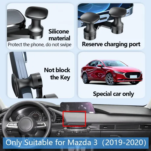 Vista 10 de Soporte de teléfono de coche para Mazda 3 2019 2020 2021 2022 2023 2024 2025 2026 Mazda 3 Accesorios de automóvil, decoración interior, soporte