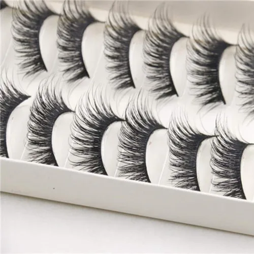 Vista 6 de False Eyelashes, smytshop 10 pares de grosor de largo Cruz False Eyelashes Black banda Fake Eye Lashes
