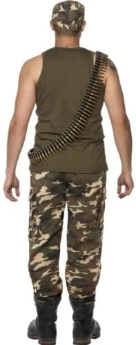 Vista 2 de Smiffys Disfraz de camuflaje caqui de lujo para hombre, color verde caqui, Caqui Verde