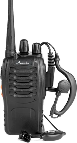 Vista 2 de Walkie Talkies Radios bidireccionales recargables de largo alcance de 16 canales con auricular (paquete de 2)