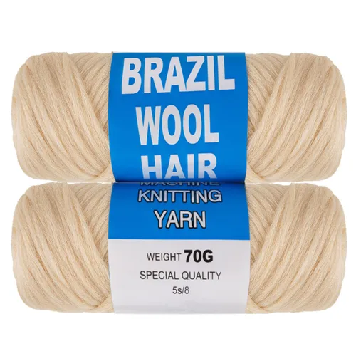 Vista 23 de COOKOO 2 rollos de hilo de lana brasileña color negro natural para cabello trenzado de ganchillo, trenzas, torsión, urdimbres, torsión senegalesa