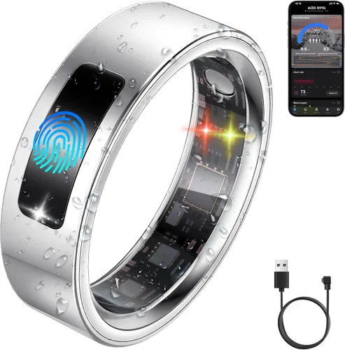 Vista 10 de uaue Anillo inteligente de salud para mujeres y hombres, alerta de vibración, control táctil, anillo de seguimiento de fitness con sueño/salud